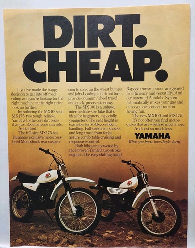 1979 Yamaha MX100 MX175 Motorcycle Dirt Bikes Retro Original Print Ad 1970s