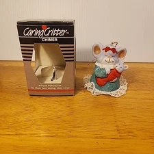 Jasco Caring Critter Chimer ornament mother mouse and her baby Vtg