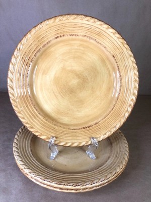 Z Gallerie Lucca Hand Painted 11 1/4'' Rope Edge Dinner Plate THREE AVAILABLE