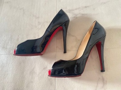 Authentic Christian Louboutin New Very Prive 120 Jazz Calf Pumps Black Red 38