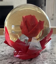 Vintage Preserved Real Red Rose in a glass Water Ball Dome Globe- Large 6.5"