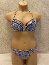 Victoria  s Secret Bikini Top Multicolor Paisley Crochet Trim. Size 34C/Medium
