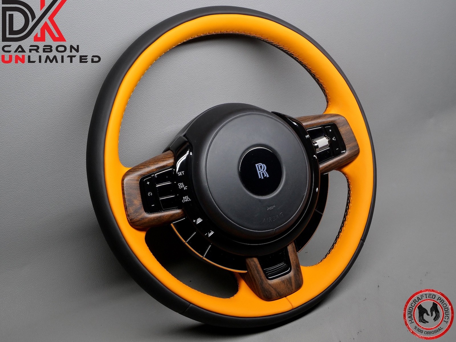 Rolls Royce Ghost Thick Rimmed 2 Tone Black Napa Mandarin Stitch Steering Wheel