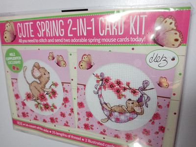 Helz Cuppleditch Cute Spring 2-in-1 Cross Stitch Crazy Card Kit  Mice NEW