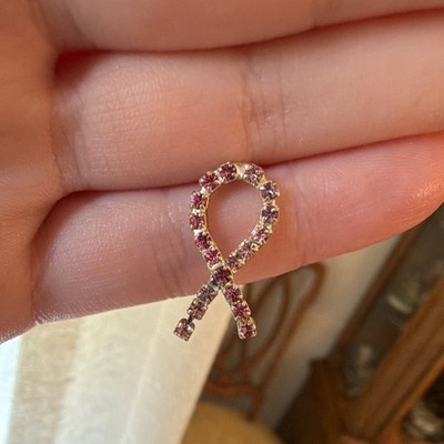 BALLOU REG D 130 years Two Tone Pink Rhinestone Awareness Pin
