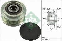INA 535 0277 10 Generator Freilaufkupplung FüR CitroËN, Peugeot, Toyota