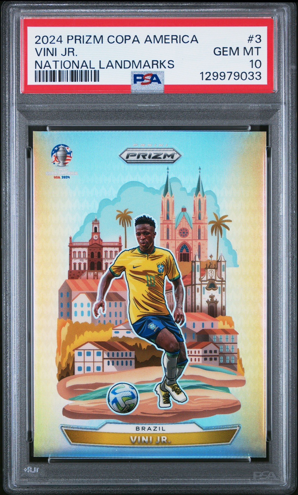 2024 Prizm Copa America Vini Jr National Landmarks PSA 10