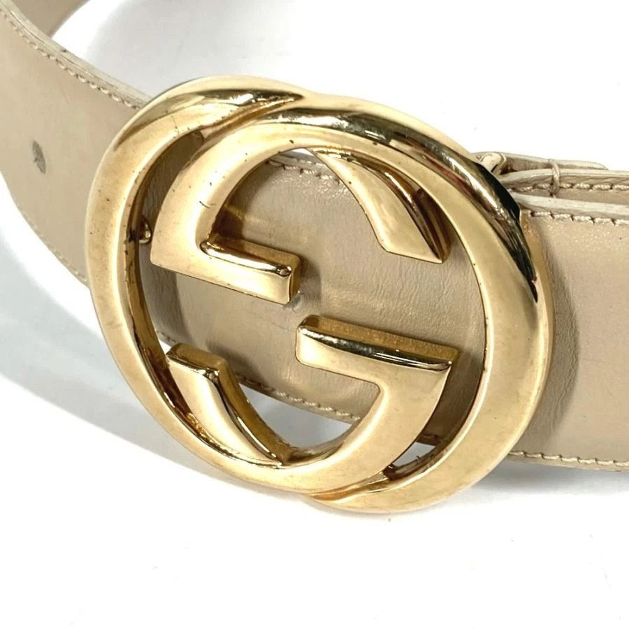 Ceinture GUCCI logo GG beige femme cuir occasion 80cm x 4cm taille 65 bon état 