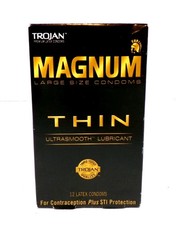 Magnum Thin Large Size Lubricated MALE Condoms 12 Count EXP 6/26 SEALED