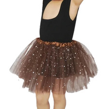 Girls Stars Sequins Tutu Skirt Princess Ballet Dance Tutu 3 Layered O/S NWT