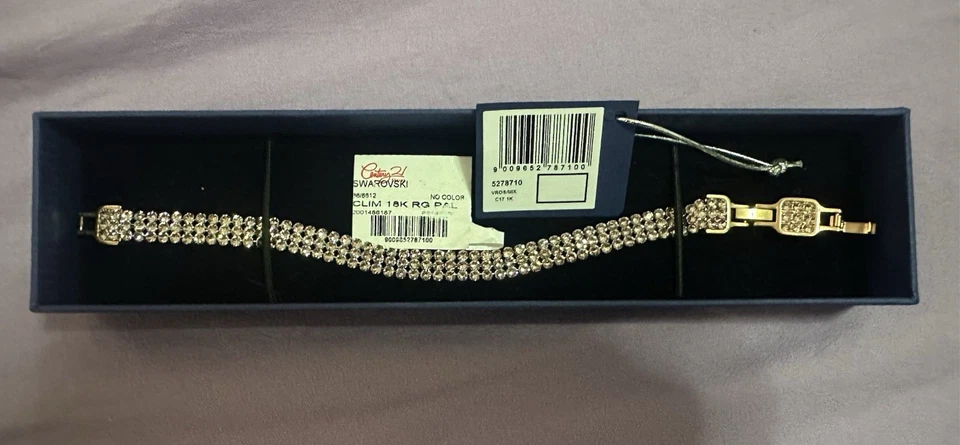 "Brazalete Swarovski Clim, chapado en oro rosa y piedras 5278710, 7,5"" venta al por menor $129" Foto 3 de 4