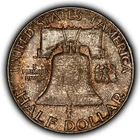 1950 50c Franklin Silver Half Dollar - Luster - Original Patten Toning - H3802