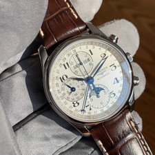 Longines Master Collection Moon Phase Automatic Chronograph Wristwatch Pristine 5