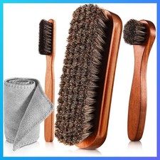 Horsehair Shoe Brush Kit Polish Dauber Applicators Leather Boots Suede