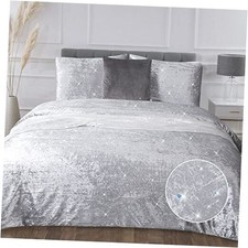 Velvet Duvet Cover Silver Luxury Crushed Velvet Winter Boho Crinkle Queen Grey