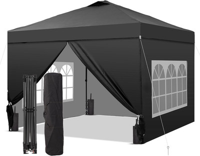 10X10 Pop up Canopy Tent with 4 Sidewalls, Easy Set up with One Push Lift Outdoo