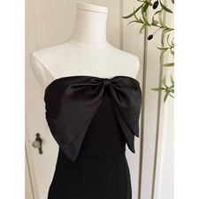 Lulus Black Strapless Bow Midi Dress DD6531 Bodycon Cocktail Formal