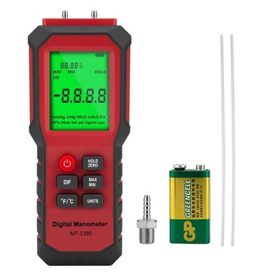 YZT Digital Manometer Air Gas Pressure Meter Differential Gauge Tester
