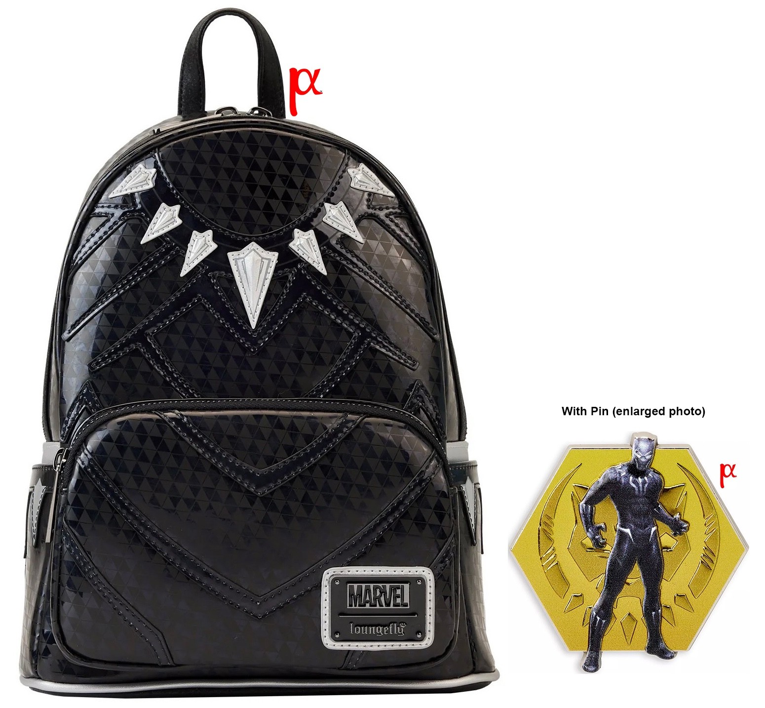 Loungefly Marvel Black Panther T’Challa Cosplay Mini Backpack & Pin Disney Parks