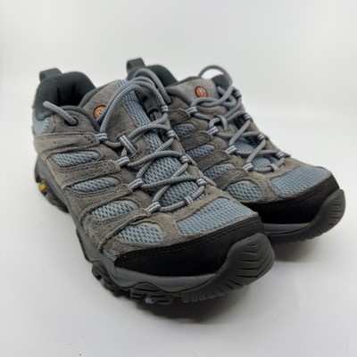 Merrell Hiking Shoes Womens Size 8.5 Gray Suede Mesh Vibram Trail Sneakers