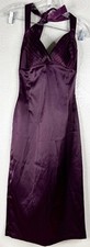 VTG Pinup Couture Small Dress Purple Satin Gown Tie Pin Up Cotton/Poly USA EUC