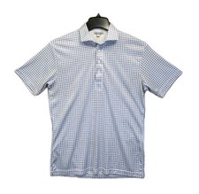 Collars and Co Shirt Men's S Dress Collar Polo Blue White Check Tattersall Plaid