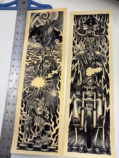 Tattoo Biker Flash Art 19.5 X 6 Set Of Two Pi...