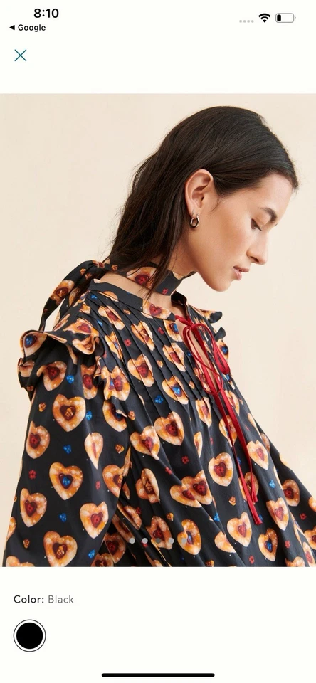 Vestido Rachel Antonoff Laura Algodón Novedad Volantes Corazón Galletas M Sin Cinturón Foto 2 de 4