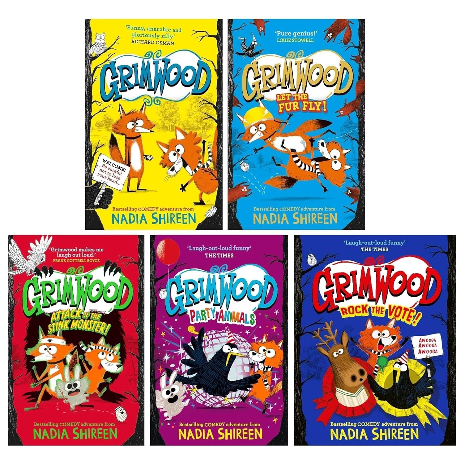 Nadia Shireen Unisex Grimwood Series By 5 Books Collection Set(Grimwood, Let The Fur Fly!, Attack Of The Stink Monster, Party Animals & Rock The Vote! (Hardb - Image 5