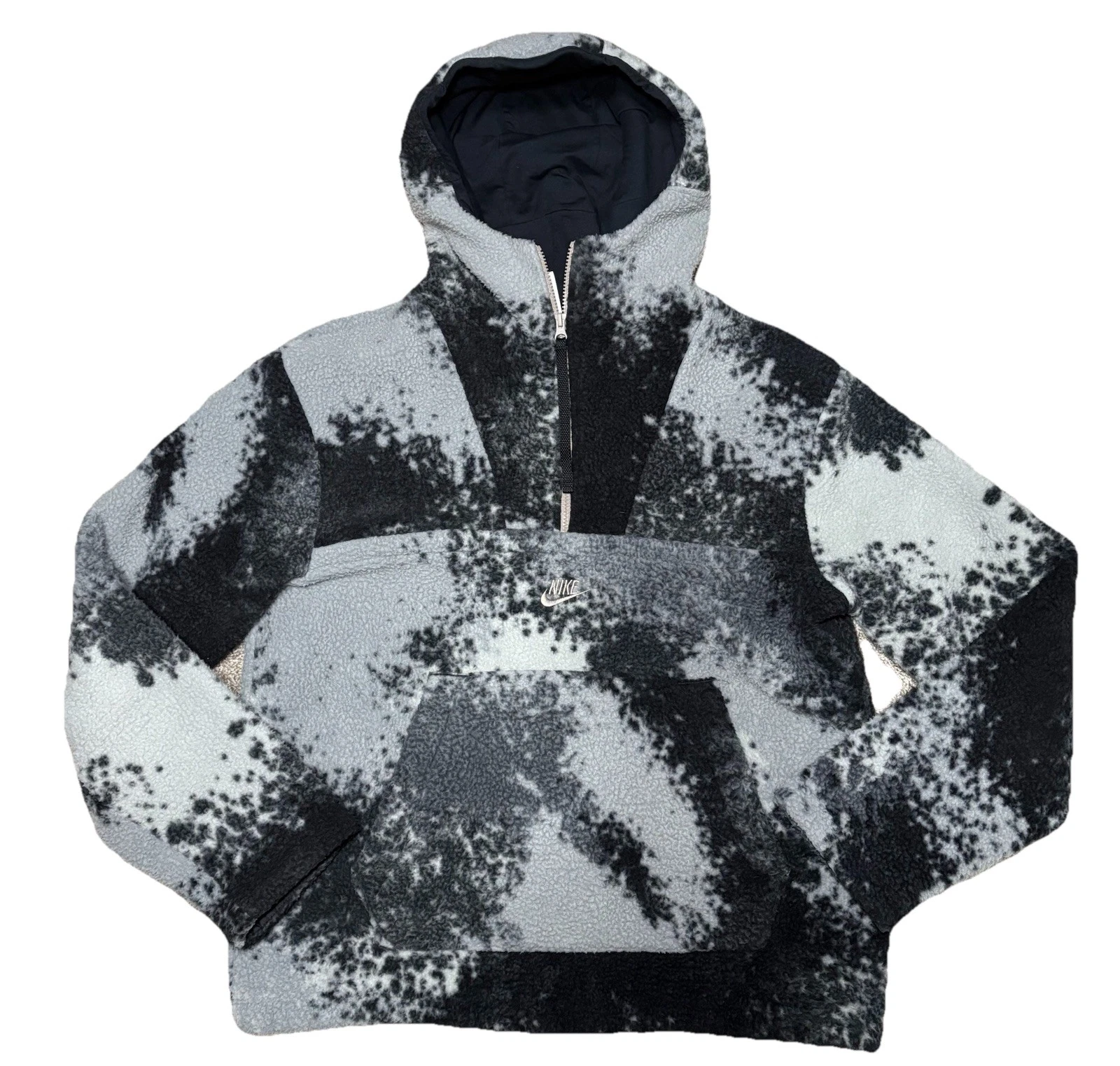 Nike Sportswear Essentials 1/2 Zip Sherpa Hoodie Black Gray DD5009-010 Men's M