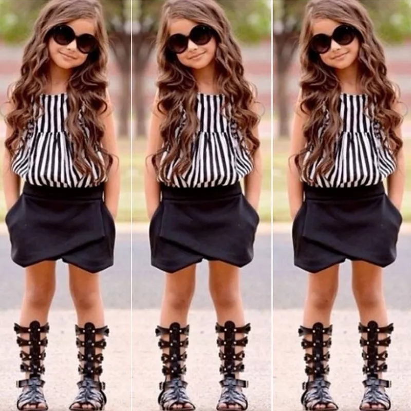 2Pcs Toddler Kids Baby Girls Outfits T shirt Tops Short Pants Clothes Set 2T 5T