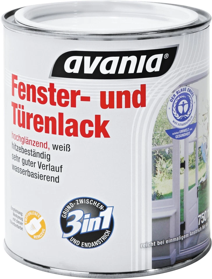 €6,00L 10 L Avania 3 in 1 Fenster/Türenlack hochglanz Acryl weiß innen außen