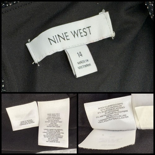 Nine West Glitter Metallic Stretch Knit Dress Midi Event Cocktail Black Size 14 - Picture 8 of 13