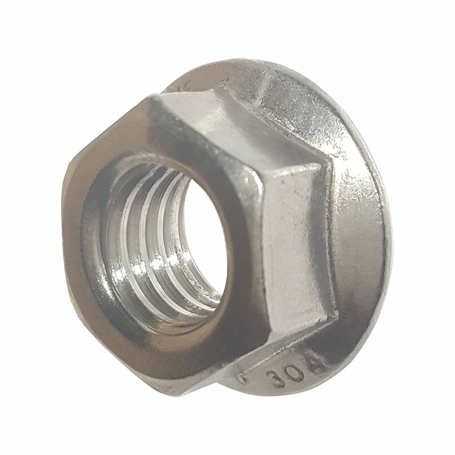 Flange Nuts Stainless Steel, Serrated Base for Locking All Sizes Available