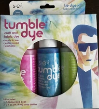 S.E.I. Tumble Dry Neon Color Pack Tie Dye Kit, Fabric Dye, 3 Colors - NEW