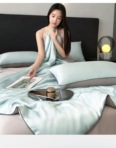 Summer Quilt Solid Color Smooth Cooling Comforter Silky Blanket Cool Blanket - Bild 21 von 34