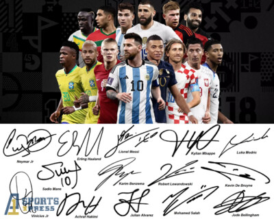 Lionel Messi Benzema Neymar Vinicius Jr Haaland Mbappe Signed