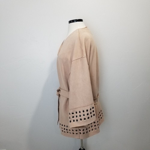 Zara Basic Jacket Womens Large Faux Suede Pink Oversized Kimono Coatigan Poncho - Picture 2 of 9