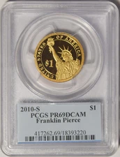 2010-S Pierce Presidential Dollar PCGS PR-69 DCAM #46851