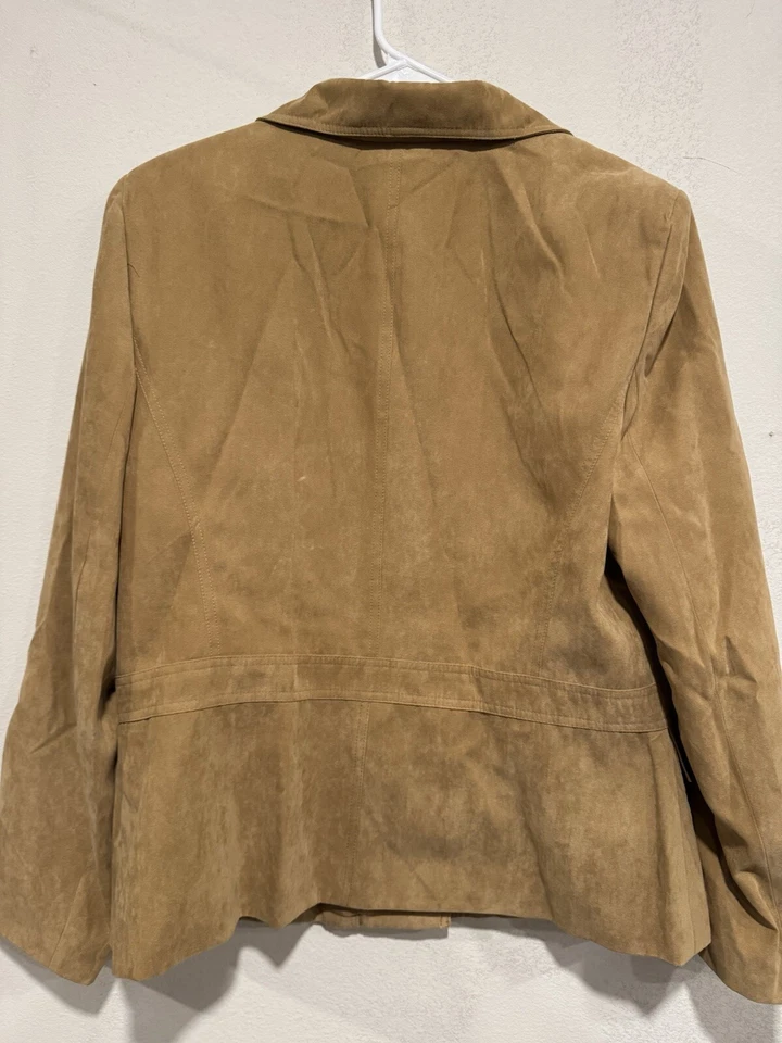 Judith Hart 16 Camel button down pockets faux suede long sleeve jacket - Image 3 of 3
