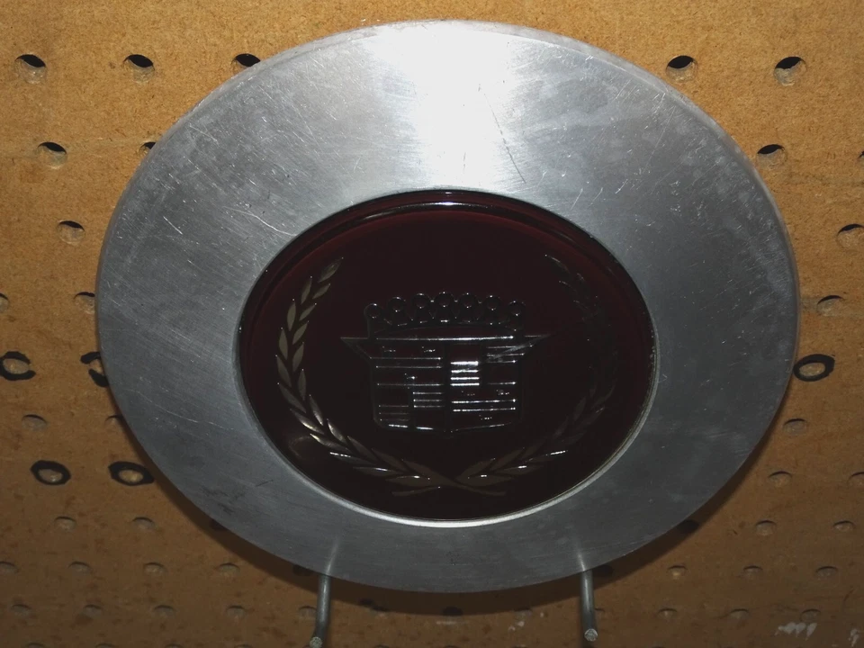 1989-1991 Cadillac Seville Machined With Dark Red center wheel center cap OEM - Image 4 of 4