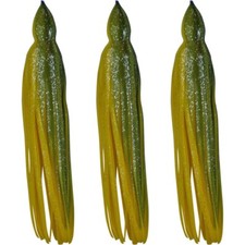 5.5" to 8.5" Octopus Squid Replacement Skirt - Green & Sun Yellow - 3 Pack