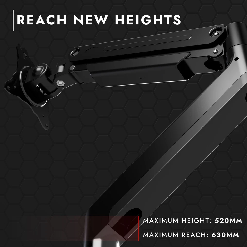 Large Monitor Arm Mount 24-49" | Fully Adjustable Desk Stand Bracket with Clamp - Image 3 of 4