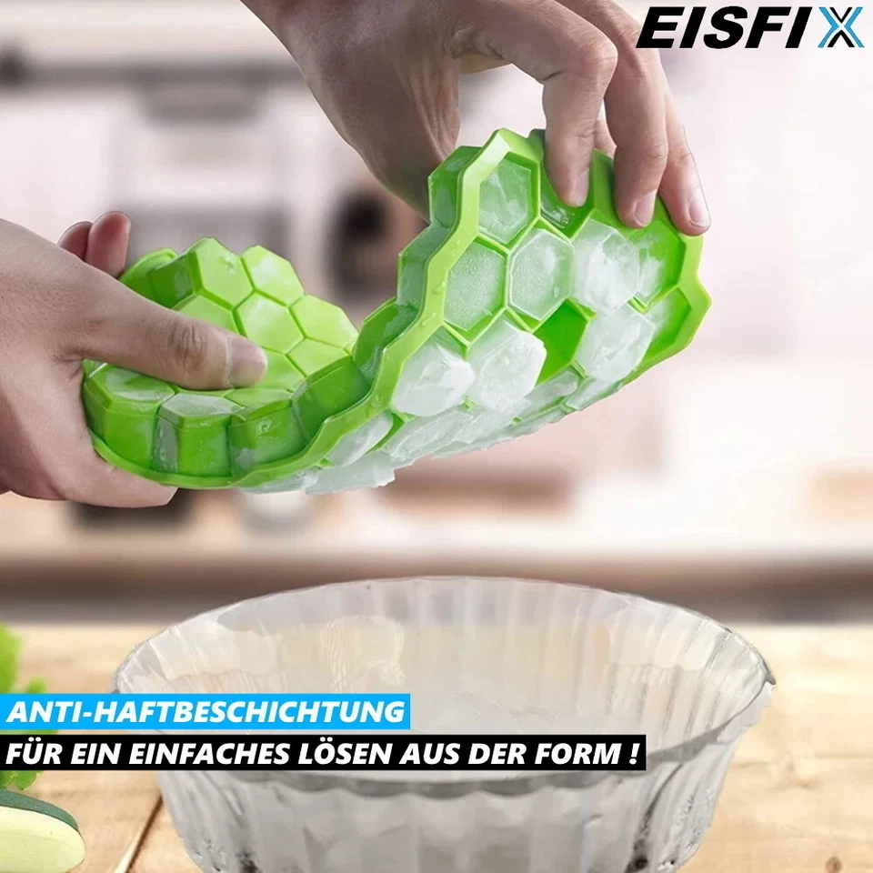 EISFIX 2x Eiswürfelform Silikon Eiswürfelbereiter Eiskugelform Eiswürfelbehälter - Bild 3 von 4