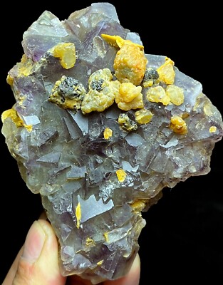 355g Natural magic purple Blue cubic fluorite calcite zeolite sample C670