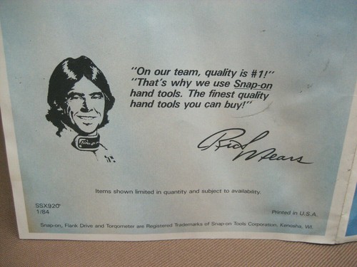 Vintage 1984 Snap-on Tools Quality Team Brochure Booklet Race Rick Mears 140B - Picture 3 of 8