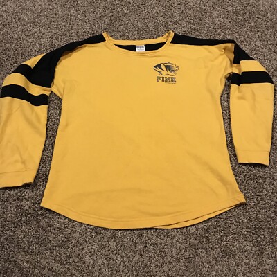 NCAA MU Missouri Tigers Victoria Secret Pink Size S Yellow Long Sleeve Shirt A22