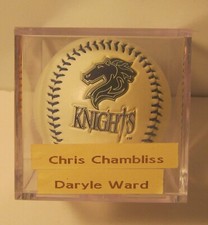 2009 CHARLOTTE KNIGHTS Autographed Baseball CHRIS CHAMBLISS & DARYL WARD in Case