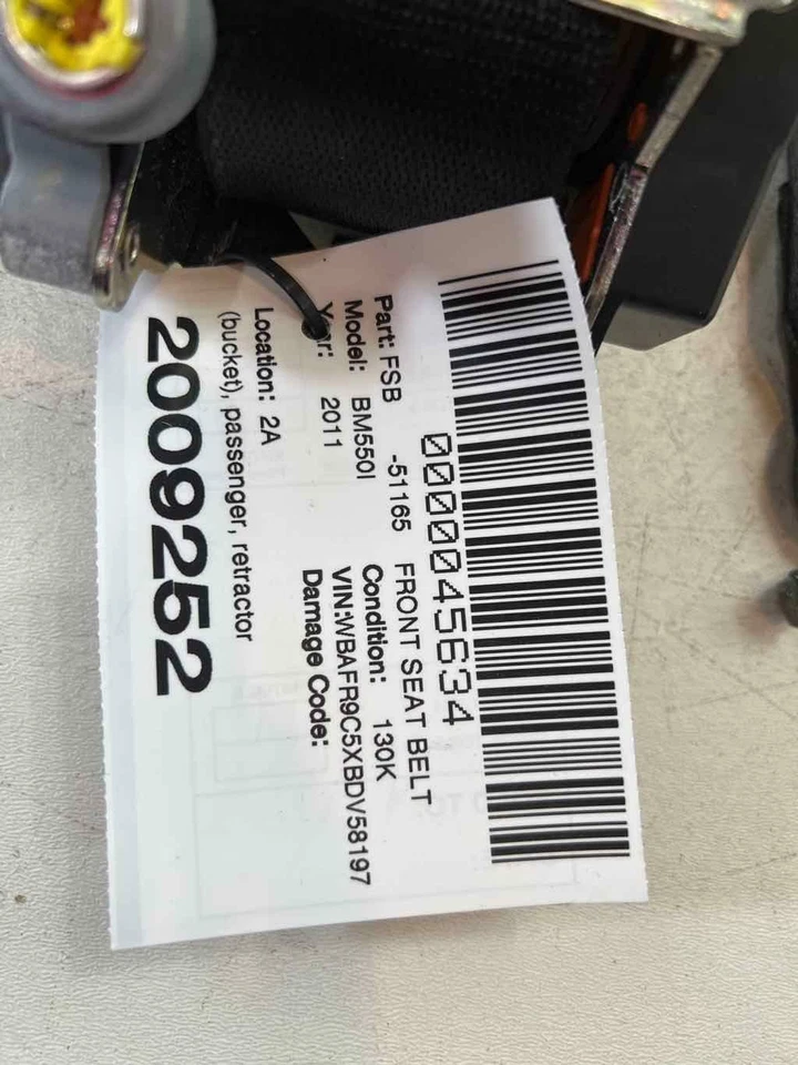 Cinturón de seguridad delantero pasajero retractor negro OE 618120800 para BMW 550I 2011-2016 Foto 2 de 4