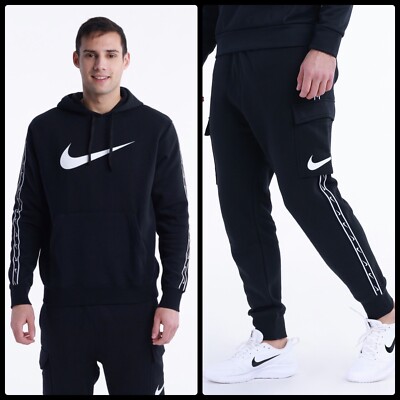 Men's M Medium, Nike Sportswear Repeat Tracksuit Pullover Hoodie Cargo  Joggers UK
